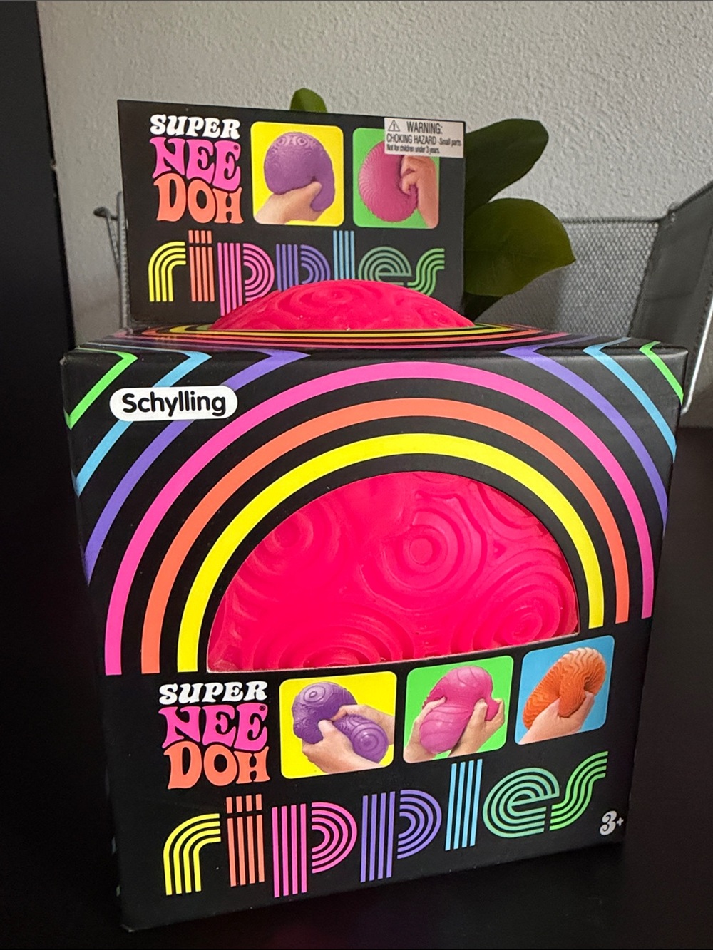 Schylling Super NeeDoh Ripples Stress Ball - Hot Pink jumbo size